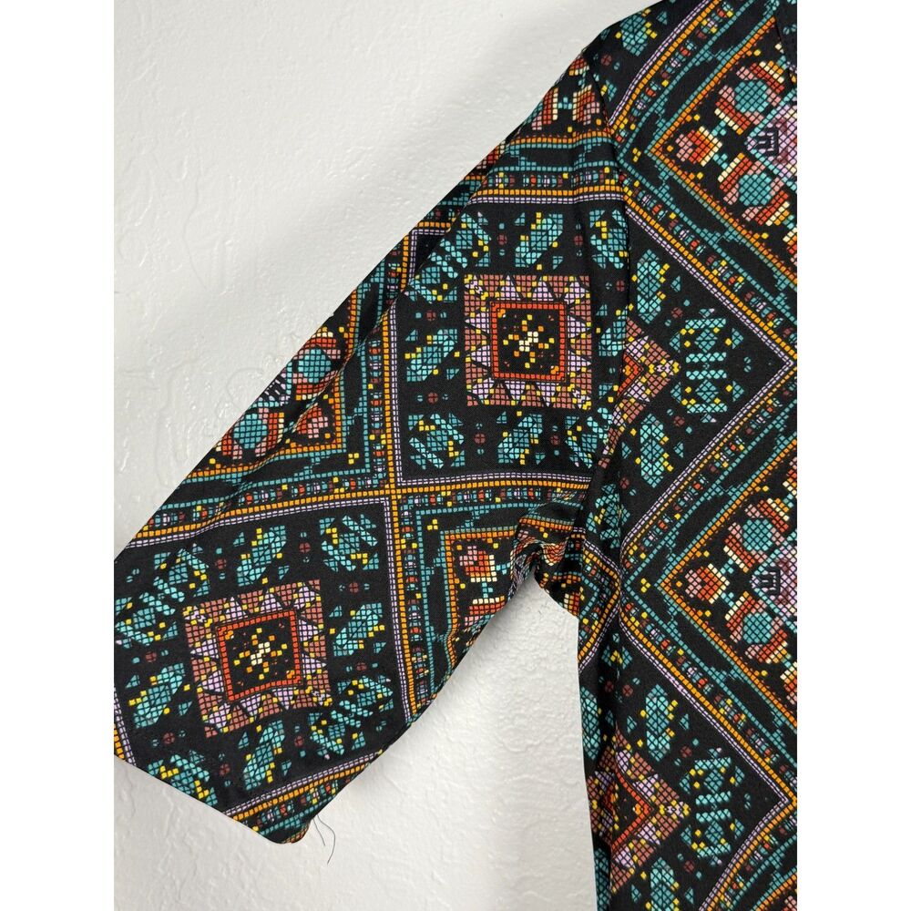 LuLaRoe Nicole Dress 3XL Geometric Mosaic Print Fit & Flare Midi Stretch NWT - Picture 6 of 9